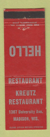 Matchbook Cover - Kreutz Restaurant Madison WI