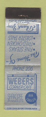 Matchbook Cover - Webers Corner Cafe Shakopee MN
