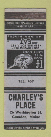 Matchbook Cover - Charley's Place Camden ME low phone #