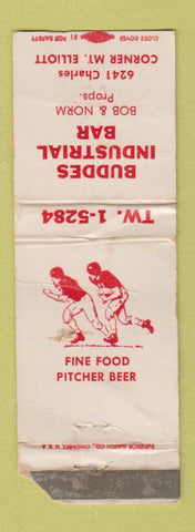 Matchbook Cover - Buddes Industrial Bar football POOR