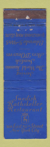 Matchbook Cover - Swedish Rathskeller Restaurant New York City WEAR
