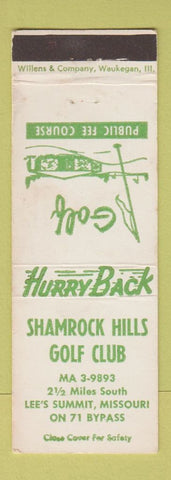 Matchbook Cover - Shamrock Hills Golf Club Lee's Summit MO