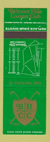 Matchbook Cover - Belmont Hills Country Club St Clairsville OH