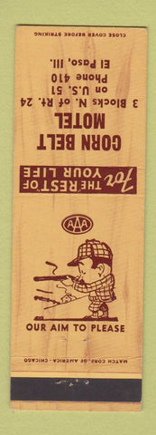 Matchbook Cover - Corn Belt Motel El Paso IL low phone #