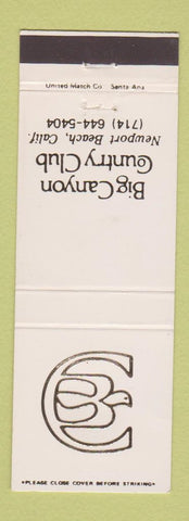 Matchbook Cover - Big Canyon Country Club Newport Beach CA