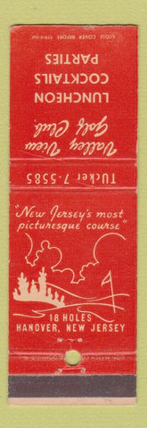 Matchbook Cover - Valley View Golf Club Hanover NJ