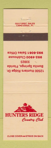 Matchbook Cover - Hunters Ridge Country Club Bonita Springs FL