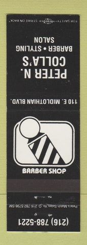 Matchbook Cover - Peter N Colla's Barber Shop