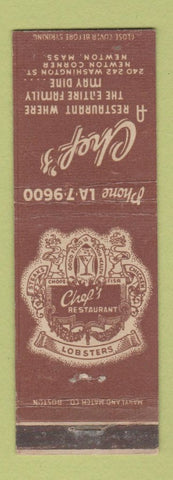 Matchbook Cover - Chef's Restaurant Newton MA WEAR