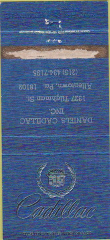 Matchbook Cover - Daniels Cadillac Allentown PA blue POOR STRIKER 30 Strike