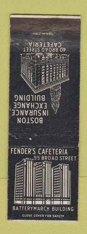 Matchbook Cover - Fender's Cafeteria Boston MA WEAR
