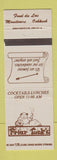 Matchbook Cover - Friar Tuck's Restaurant Manitowoc Oshkosh Fond Du Lac WI