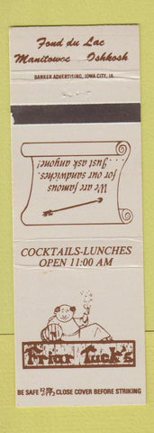 Matchbook Cover - Friar Tuck's Restaurant Manitowoc Oshkosh Fond Du Lac WI
