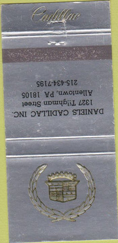 Matchbook Cover - Daniels Cadillac Allentown PA silver 30 Strike
