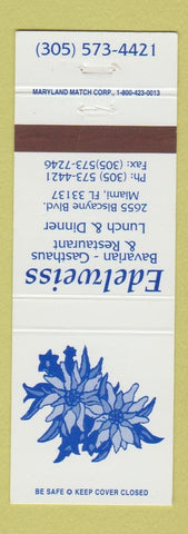 Matchbook Cover - Edelweiss Bavarian Gasthaus Miami FL