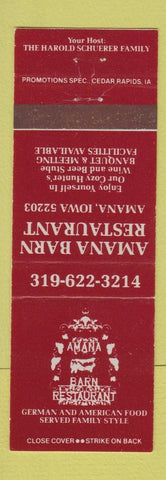 Matchbook Cover - Amana Barn Restaurant IA