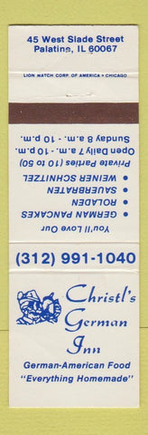 Matchbook Cover - Christl's German Inn Palatine IL WEAR
