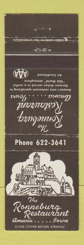 Matchbook Cover - Ronneburg Restaurant Amana IA