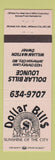 Matchbook Cover - Dollar Bills Lounge Jefferson City MO