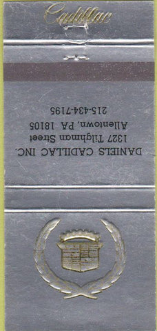 Matchbook Cover - Daniels Cadillac Allentown PA silver 30 Strike