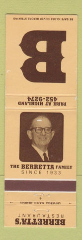 Matchbook Cover - Berretta Restaurant BBQ WEAR