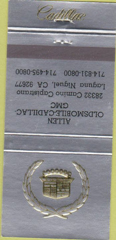 Matchbook Cover - Allen Oldsmobile Cadillac GMC Laguna Niguel CA 30 Strike