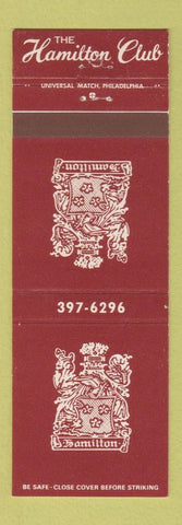 Matchbook Cover - Hamilton Club Philadelphia?