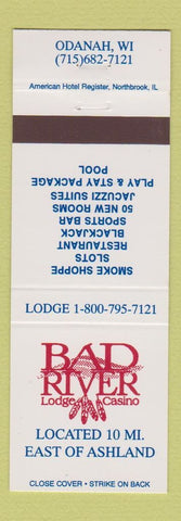 Matchbook Cover - Bad River Lodge Casino Odanah WI