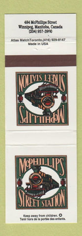 Matchbook Cover - McPhillips Street Station Winnipeg MB