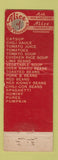 Matchbook Cover - Alice Tomato Juice Vincennes IN catsup chili sauce WEAR