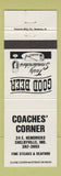 Matchbook Cover - Coaches' Corner Shelbyville IN