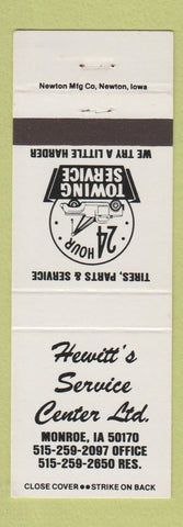 Matchbook Cover - Hewitt's Service Center auto repair Monroe IA