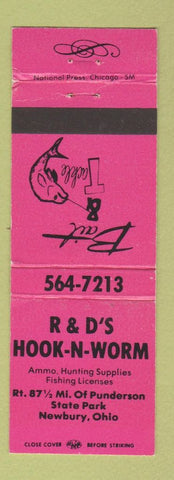 Matchbook Cover - R&D's Hook n Worm Newbury OH fishing