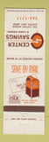 Matchbook Cover - Center Savings and Loan Clifton NJ