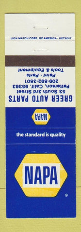 Matchbook Cover - NAPA Auto Parts Greer Patterson CA