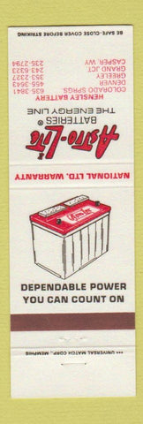 Matchbook Cover - Astro Lite Car Batteries Colorado Springs Greeley Denver
