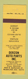 Matchbook Cover - Derzon Auto Parts Milwaukee WI