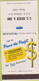 Matchbook Cover - CE Beach  and  Son Ithaca NY Frigidaire refrigerator 30 Strike