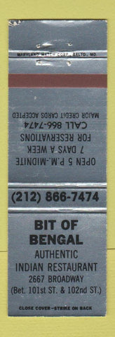 Matchbook Cover - Bit of Bengal Indian Restaurant New York City?