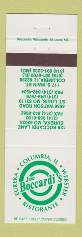 Matchbook Cover - Joe Boccardi's Restaurant Eureka St Louis MO Columbia IL