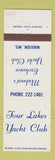 Matchbook Cover - Four Lakes Yacht Club Madison WI