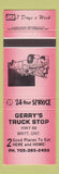 Matchbook Cover - Gerry's Truck Stop Britt ON RED