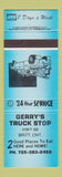 Matchbook Cover - Gerry's Truck Stop Britt ON BLUE