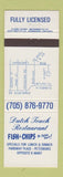 Matchbook Cover - Dutch Touch Restaurant Fish and Chips Peterboro ON