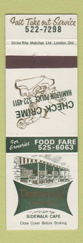 Matchbook Cover - Peppermint Patio Cafe Hamilton ON Crime Stoppers