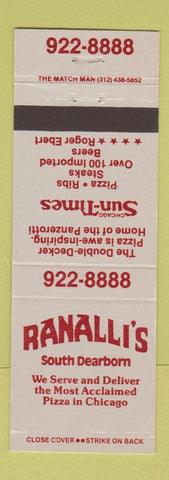 Matchbook Cover - Ranalli's Pizza South Dearborn MI