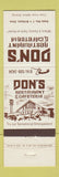 Matchbook Cover - Don's Restaurant Cafeteria Brilliant OH