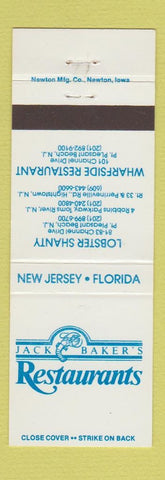 Matchbook Cover - Jack Baker's Restaurants Point Pleasant Beach NJ Toms River