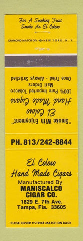 Matchbook Cover - El Coloso Hand Made Cigars Tobacco Tampa FL