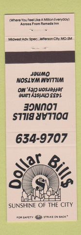 Matchbook Cover - Dollar Bills Lounge Jefferson City MO